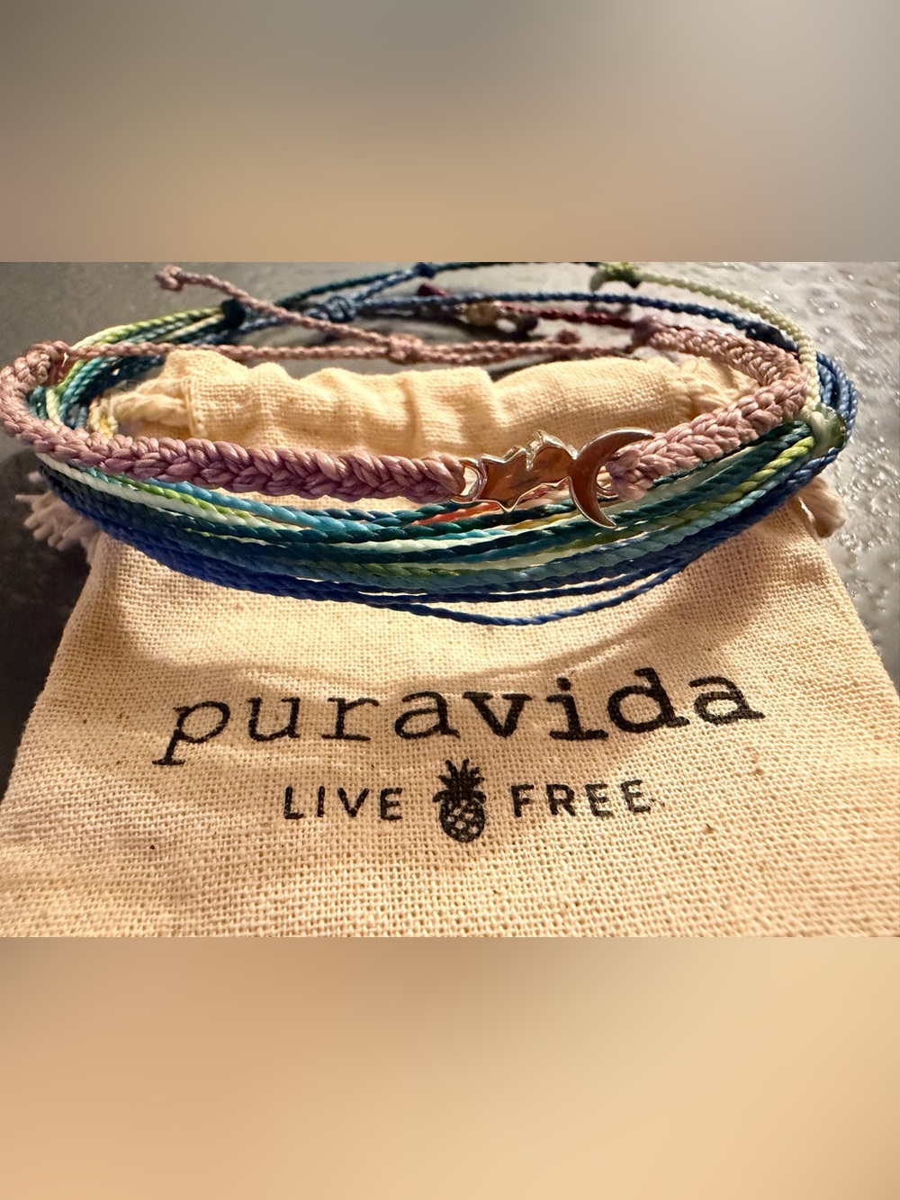 Pura Vida Multicolor Waxed Cord Bracelet Set of four